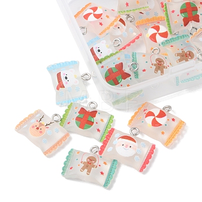 24Pcs 6 Colors Christmas Theme Transparent Resin Imitation Food Pendants RESI-FS0001-42-1