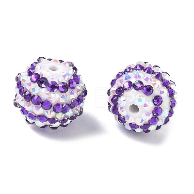 Striped Resin Rhinestone Beads OACR-A037-01A-1