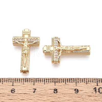 Religion Brass Micro Pave Clear Cubic Zirconia Beads KK-T080-90G-1