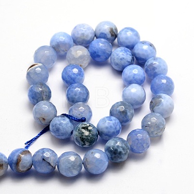 Dyed Natural Agate Faceted Round Beads Strands G-E320C-8mm-03-1