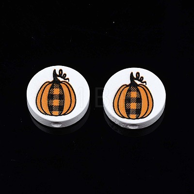 Autumn Theme Printed Natural Wood Beads WOOD-T021-88-1