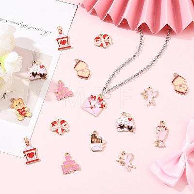 20Pcs 10 Styles Valentine's Day Alloy Enamel Pendants ENAM-YW0008-67-1
