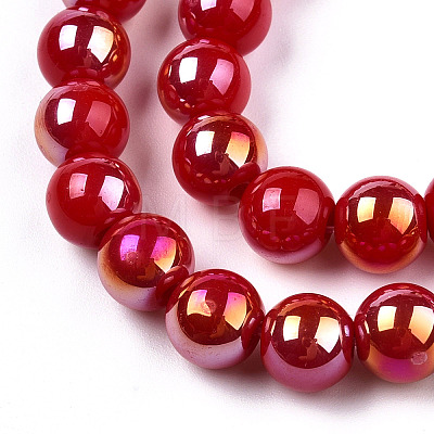 Electroplate Opaque Glass Beads Strands GLAA-T032-P10mm-AB04-1