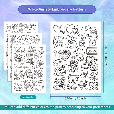 4 Sheets 11.6x8.2 Inch Stick and Stitch Embroidery Patterns DIY-WH0455-055-1