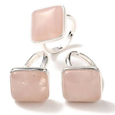 Natural Rose Quartz Adjustable Rings RJEW-H240-01S-12-1