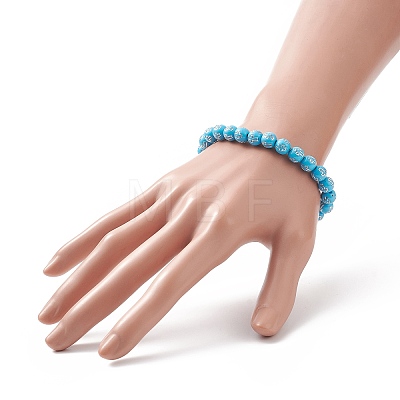 Acrylic Round with Cross Beaded Stretch Bracelet for Women BJEW-JB09220-1