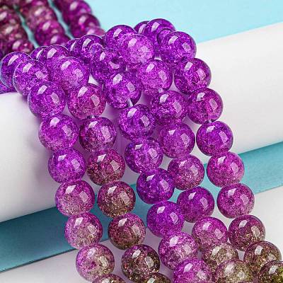 Spray Painted Crackle Glass Beads Strands DGLA-C002-8mm-04-1