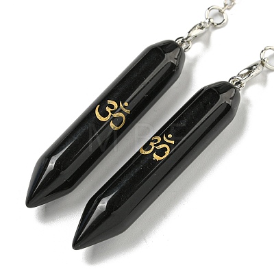 Bullet Natural Obsidian Pointed Dowsing Pendulums AJEW-B106-01AS-03-1