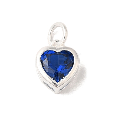 925 Sterling Silver Cubic Zirconia Heart Charms with Jump Rings FIND-U013-10S-07-1