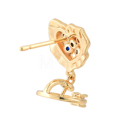 Brass Pave Colorful Cubic Zirconia Stud Earring Findings KK-N216-545-1