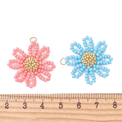 Glass Seed Beaded Pendants PALLOY-MZ01359-1