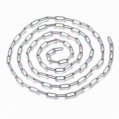 Ion Plating(IP) 304 Stainless Steel Paperclip Chains CHS-S006-JN957-3-1