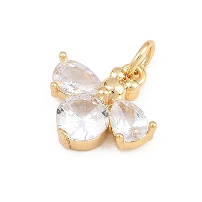Brass Micro Pave Clear Cubic Zirconia Charms LS-KK-E798-08A-G-1