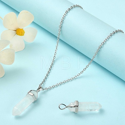 2Pcs Natural Quartz Crystal Double Terminated Pointed Pendants G-YW0002-05F-1