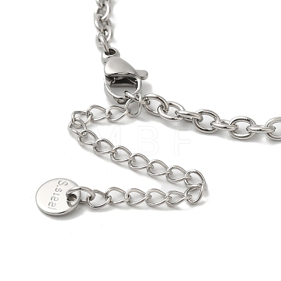 Titanium Steel Heart Link Chain Necklaces for Women NJEW-G145-01P-1