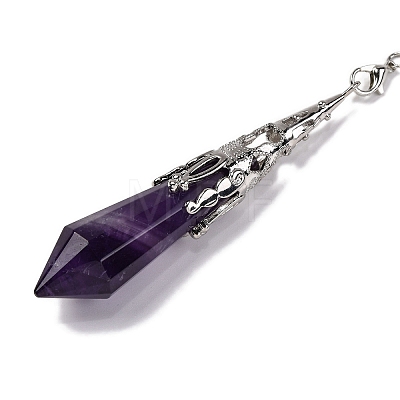 Natural Amethyst Pointed Dowsing Pendulum Big Pendants G-H285-06P-A04-1