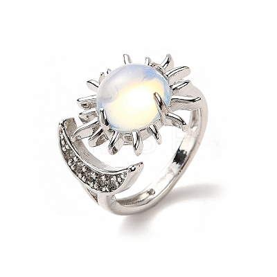 Opalite Sun & Moon Open Cuff Rings RJEW-K241-01P-10-1