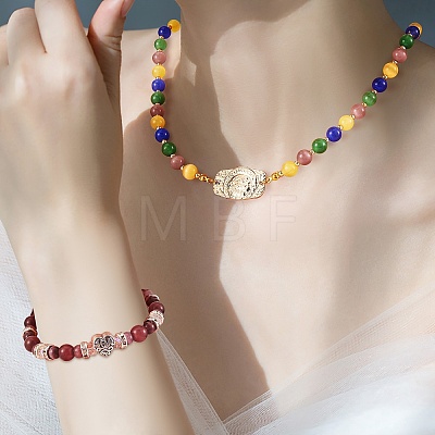 DIY Round Cat Eye Beads Bracelet Making Kit DIY-SZ0006-56A-1