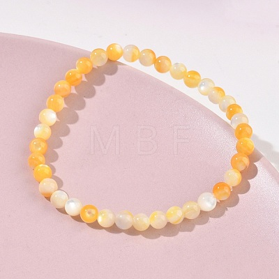 5MM Natural Yellow Shell Round Beaded Stretch Bracelets SH-CBACA76-18A-1