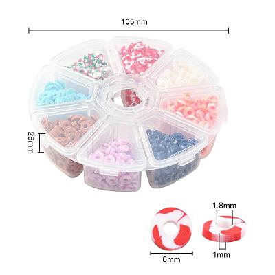 1280Pcs 8 Colors Handmade Polymer Clay Beads CLAY-YW0001-15D-1