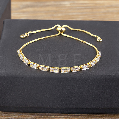 Brass Micro Pave Cubic Zirconia Slider Bracelets FS-WG49F5F-05-1