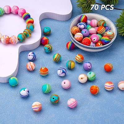 WEWAYSMILE 70Pcs 7 Styles 15mm Silicone Round Beads Making Kit JX487A-1