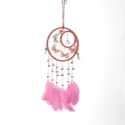 Woven Net/Web with Feather Pendant Decorations PW-WGCFE38-02-1