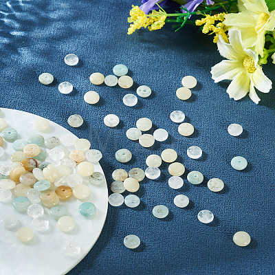 180Pcs 4 Styles Natural White African Opal & Flower Amazonite & Quartz Crystal Beads G-TA0003-14-1