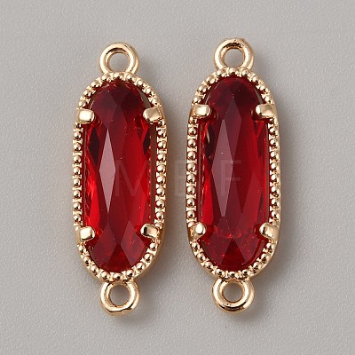 Golden Plated Brass Pave Glass Connector Charms FIND-WH0110-728G-09-1