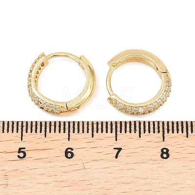 Brass Clear Cubic Zirconia Hoop Earrings EJEW-A156-08B-G-1