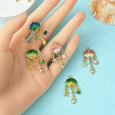 6Pcs 3 Colors Alloy Enamel Pendants ENAM-YW0003-79-1