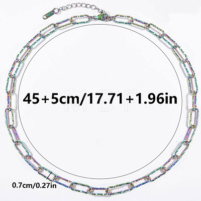 304 Stainless Steel Textured Paperclip Chain Necklaces for Women HX6515-3-1