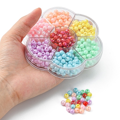 490Pcs 7 Style Opaque Acrylic Beads MACR-YW0002-04-1