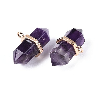 Natural Amethyst Double Terminal Pointed Pendants G-N345-09D-1