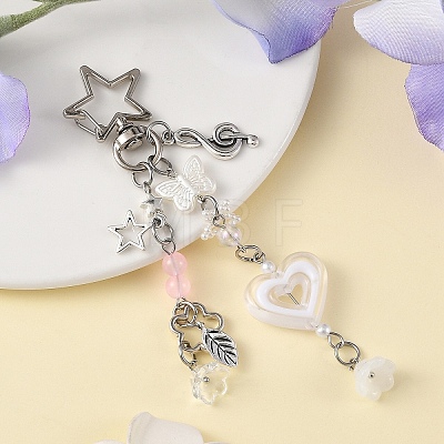Alloy & Acrylic & Glass Pendant Decorations HJEW-YW00436-02-1