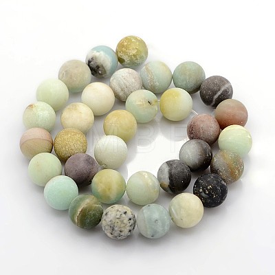 Natural Frosted Flower Amazonite Round Beads X-G-D616-10mm-1