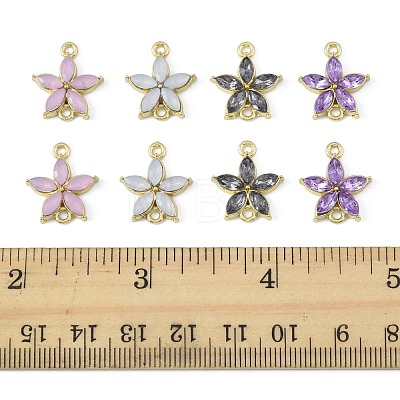 24Pcs 4 Colors Alloy Rhinestone Connector Charms ALRI-FS0001-13-1
