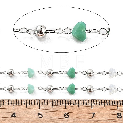 Handmade Brass & Glass Bead Chains CHC-L051-03P-03-1
