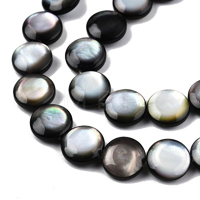 Natural Black Lip Shell Beads Strands SSHEL-N003-152-1