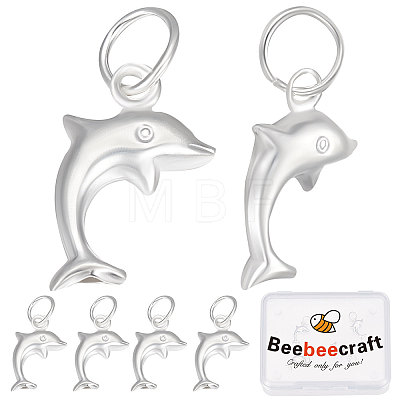 5Pcs 925 Sterling Silver Dolphin Charms STER-BBC0001-54-1