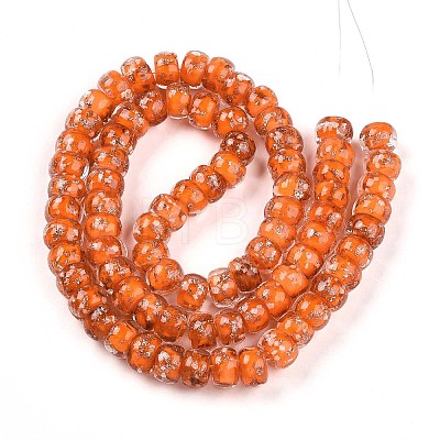 Luminous Handmade Gold Foil Glass Beads Strands FOIL-N029-02A-08-1