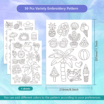 4 Sheets 11.6x8.2 Inch Stick and Stitch Embroidery Patterns DIY-WH0455-101-1