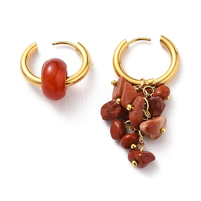 Natural Mixed Stone Bead Asymmetrical Earrings EJEW-JE04353-1