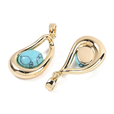 Synthetic Turquoise Teardrop Pendants KK-U043-39G-02-1