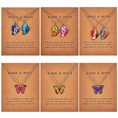 6Pcs Butterfly Pendant Necklaces for Women JN1066A-1