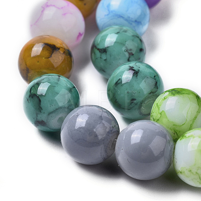 Spray Painted Glass Beads Strands DGLA-MSMC001-9-1