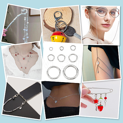 800Pcs 8 Styles 304 Stainless Steel Round Open Jump Rings & Closed Jump Rings STAS-PH0005-86-1