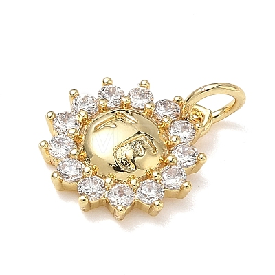 Brass Micro Pave Clear Cubic Zirconia Charms KK-L253-22G-02-1