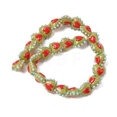 Baking Paint Glass Bumpy Beads Heart LAMP-V001-09C-1