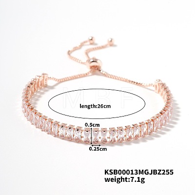 Simple and Elegant Minimalist Style Brass Crystal Rhinestone Box Chain Slider Women's Bracelets VW1538-2-1